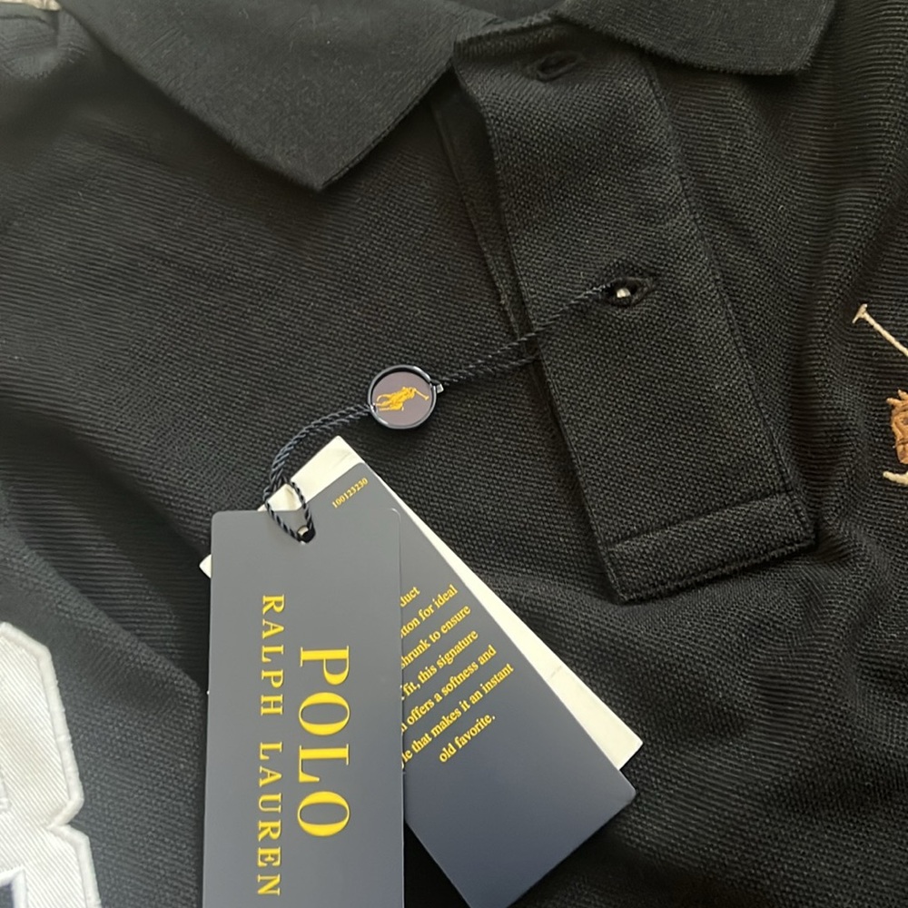New Polo Ralph Lauren Triple Pony 3 Custom Slim Fit Black Shirt Top M - Picture 7 of 8
